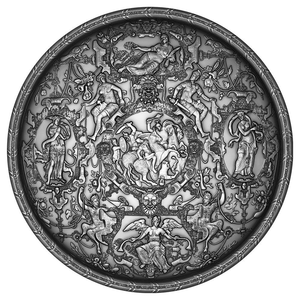 image of the ghisi shield 2 oz silver coin