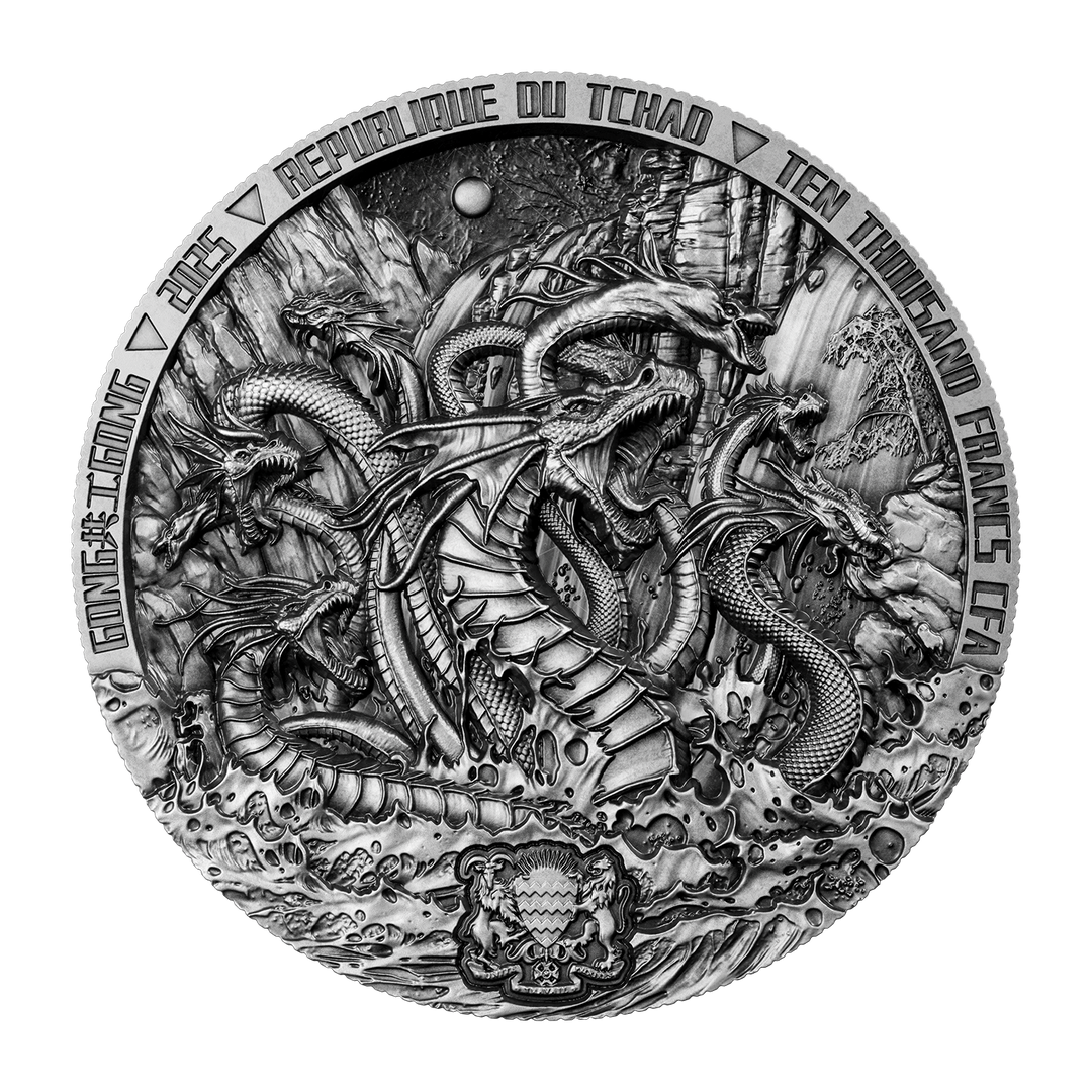 image of the gonggong silver coin on a transparent background