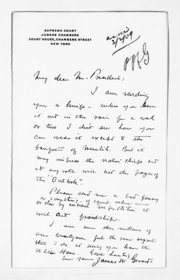 image of letter from james w gerard to theodore roosevelt