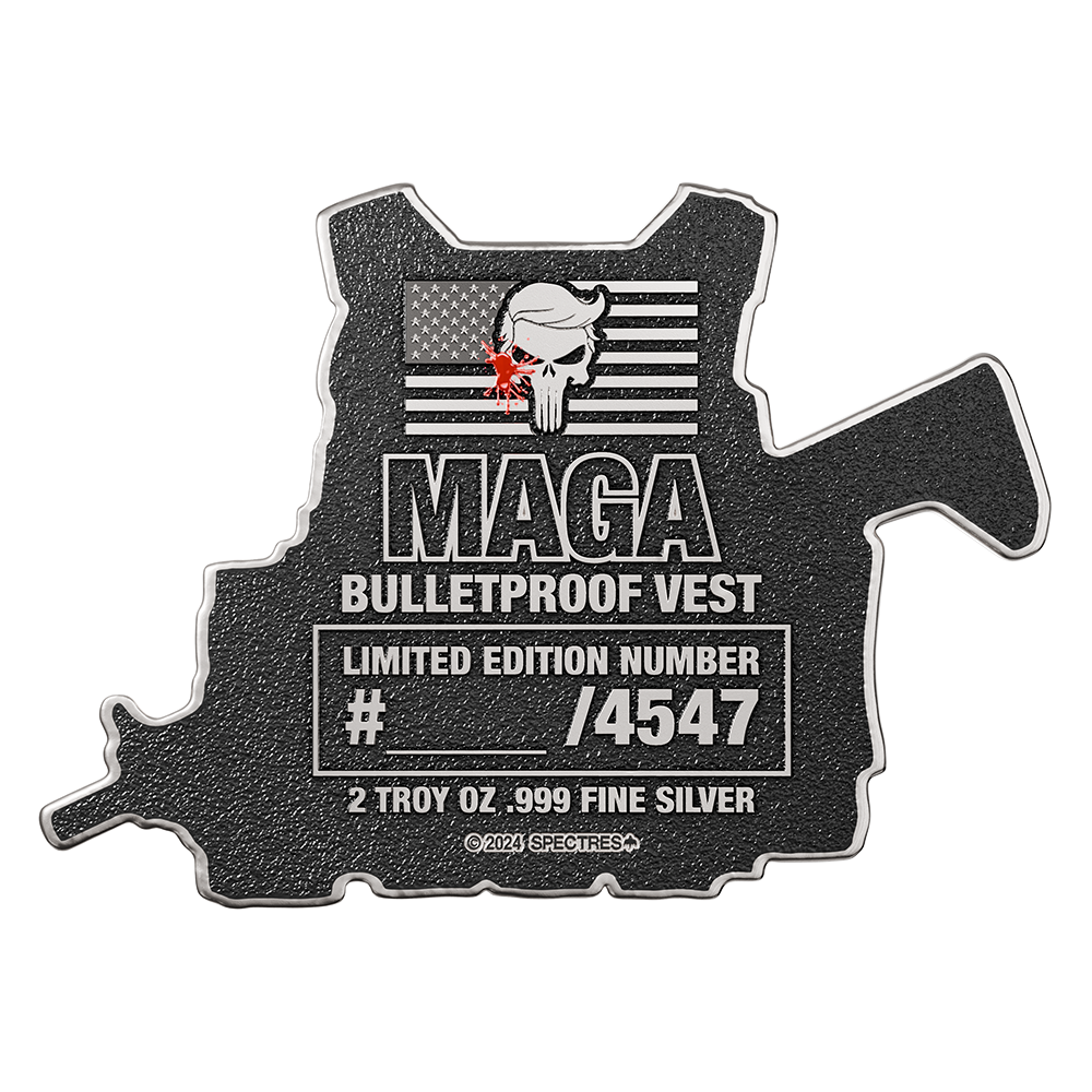 image of the maga bulletproof vest silver collectible on a transparent background