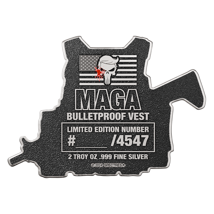 image of the maga bulletproof vest silver collectible on a transparent background