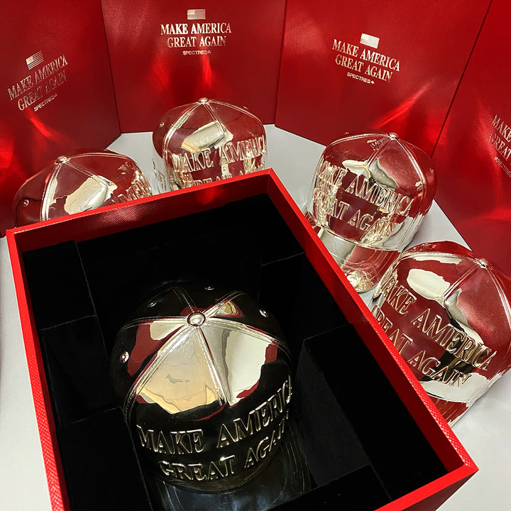 image of the MAGA hat silver sculpture