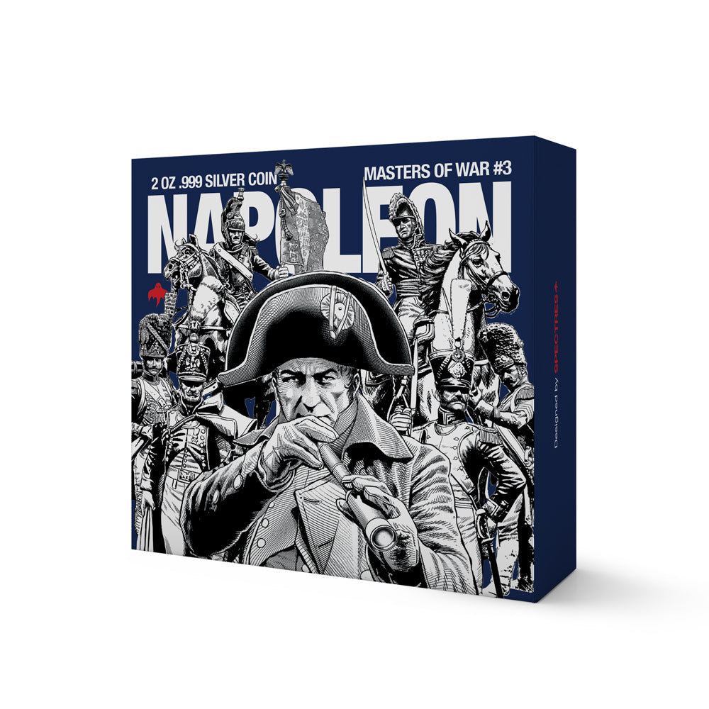 image of the napoleon 2 oz silver coin packaging
