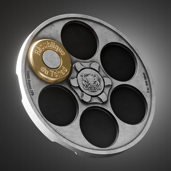image of the russian roulette 2 oz silver coin details
