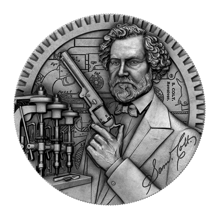 image of the samuel colt 2 oz pure silver coin