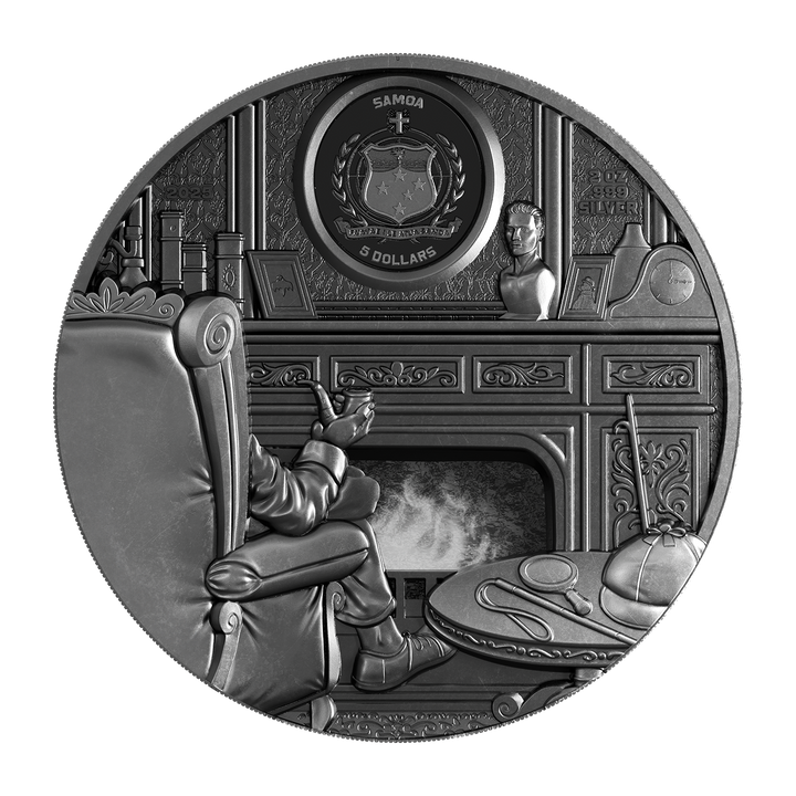 image of the sherlock holmes silver coin on a transparent background