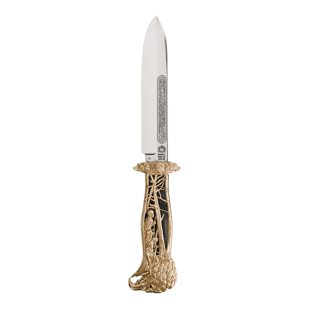 image of the theodore roosevelt hunting knife silver coin on a transparent background
