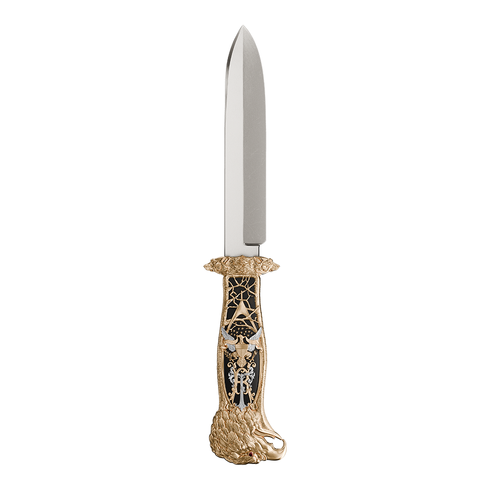 image of the theodore roosevelt hunting knife silver coin on a transparent background