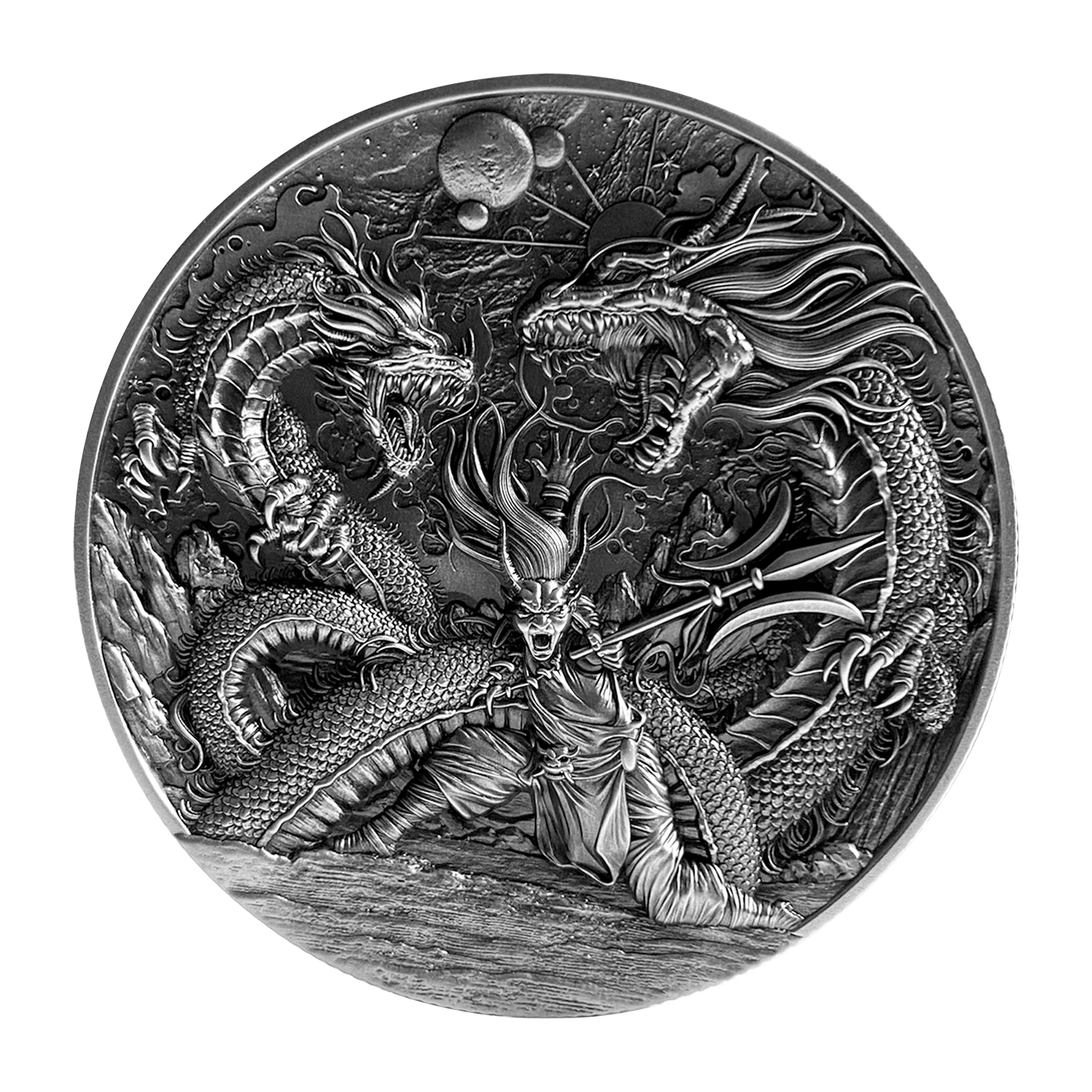 Zhu Rong – God of Fire 2 oz Silver Coin - 2024 Chad 10000 Francs