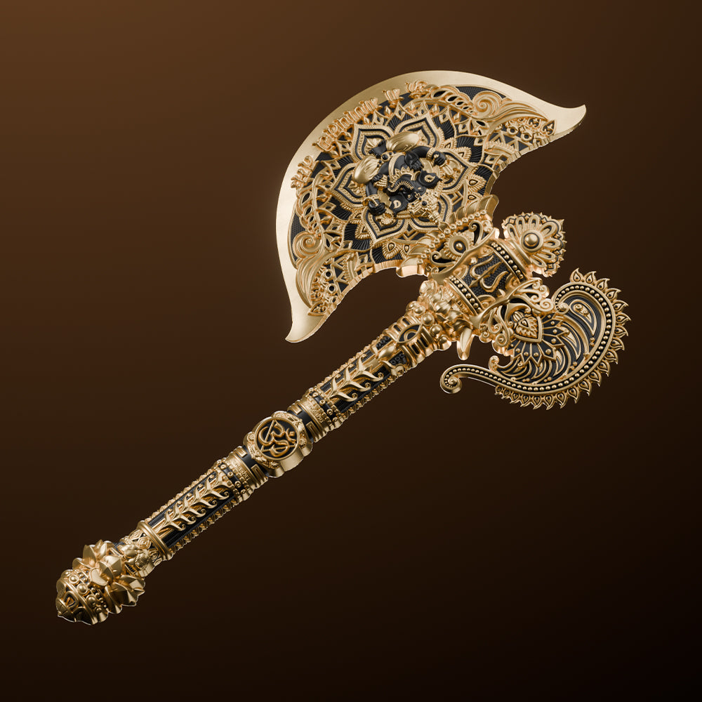 image of the axe of ganesha 5 oz silver coin