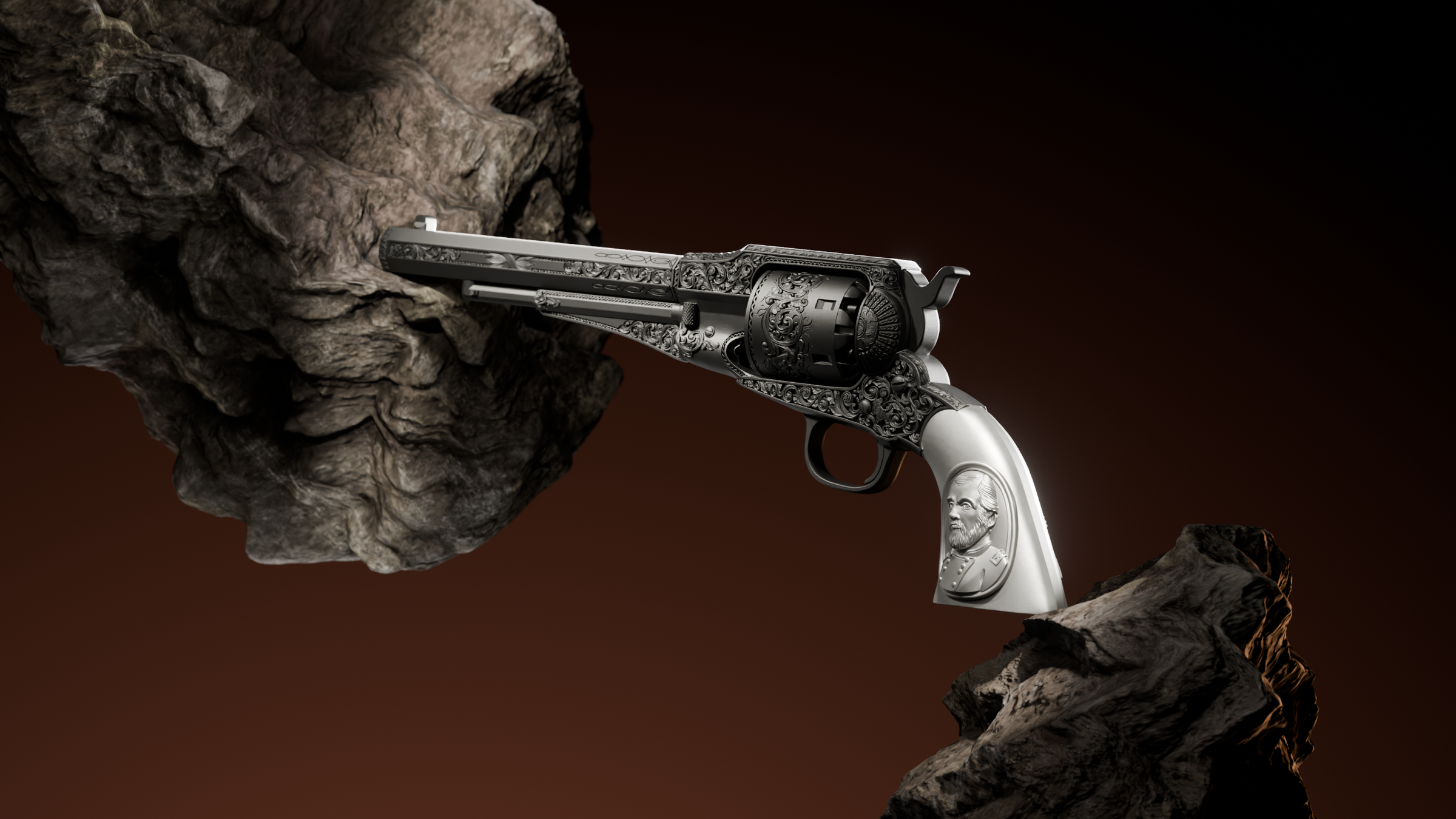 image of ulysses grant's revolver 2 oz silver coin