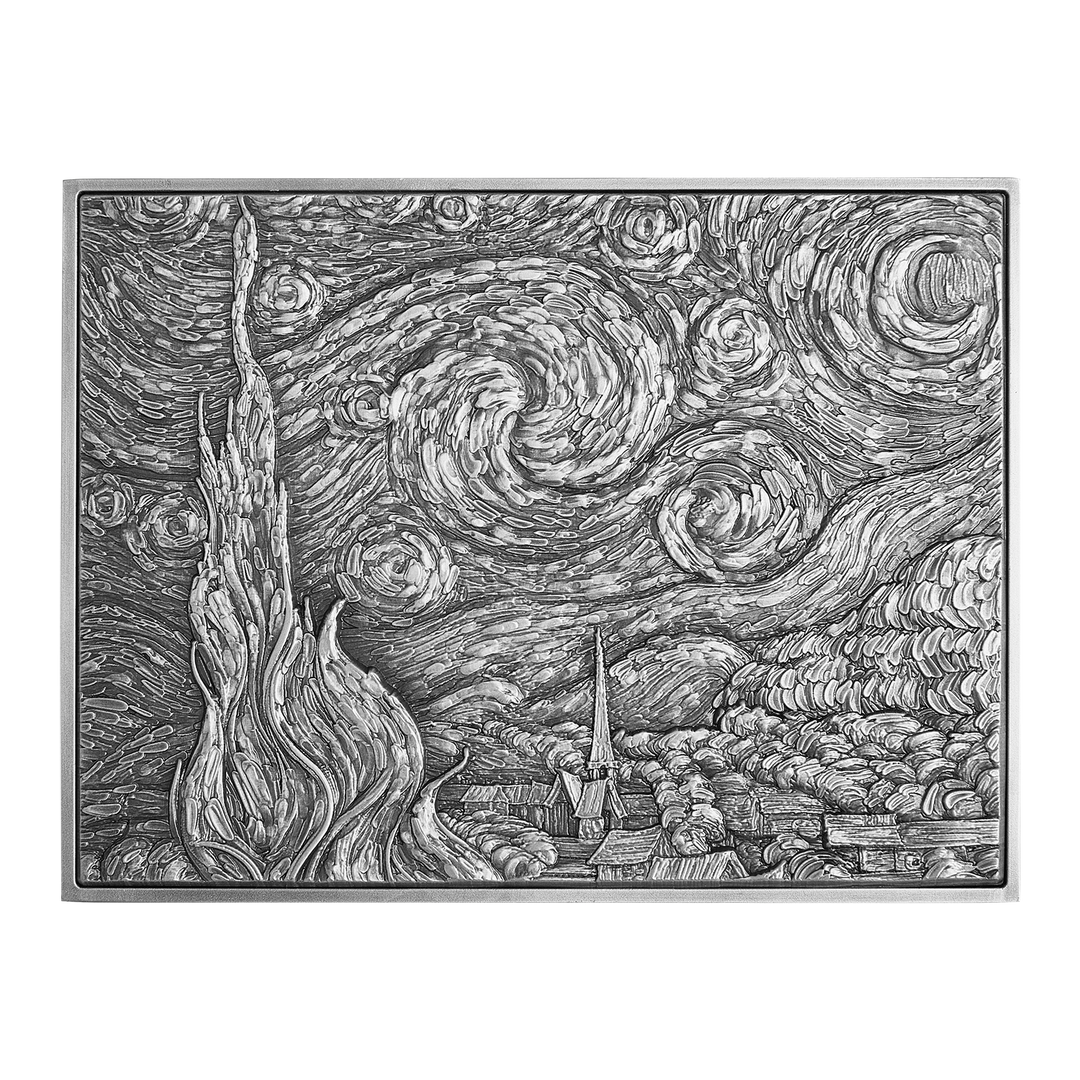 The Starry Night by Vincent van Gogh 2 oz Silver Coin - 2021 Chad 10000 Francs CFA