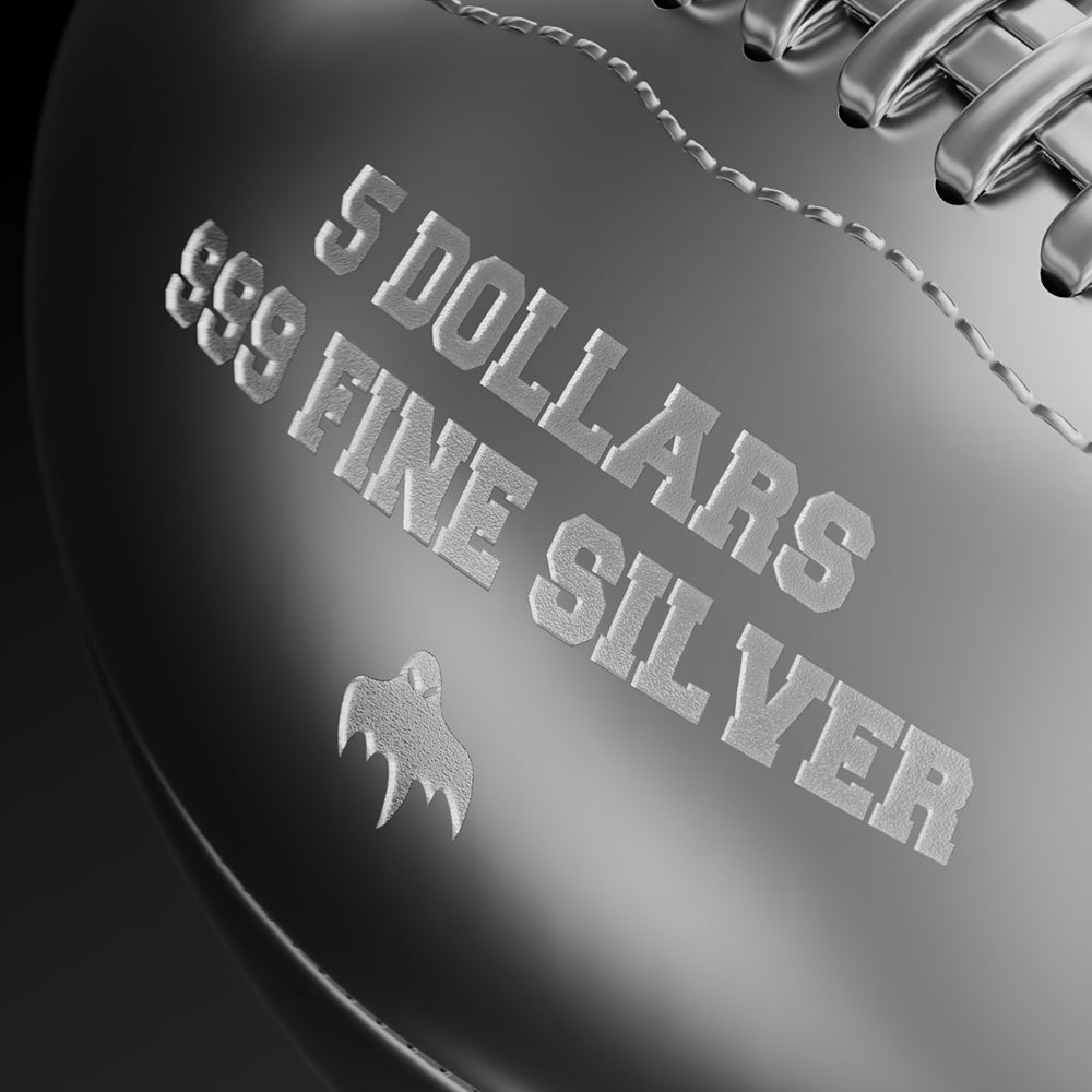 image of the 3D American Football 2 oz Pure Silver Coin