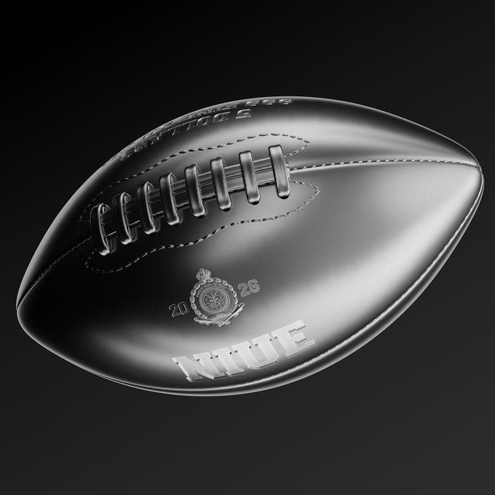 image of the 3D American Football 2 oz Pure Silver Coin