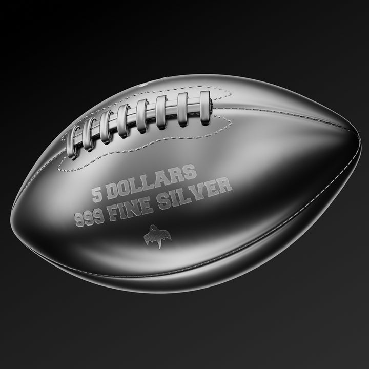 image of the 3D American Football 2 oz Pure Silver Coin