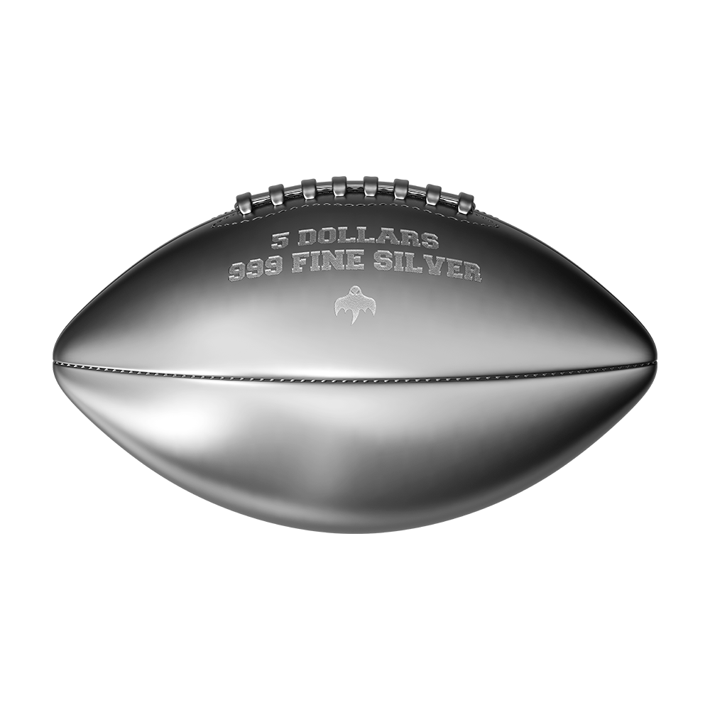 image of the 3D American Football 2 oz Pure Silver Coin