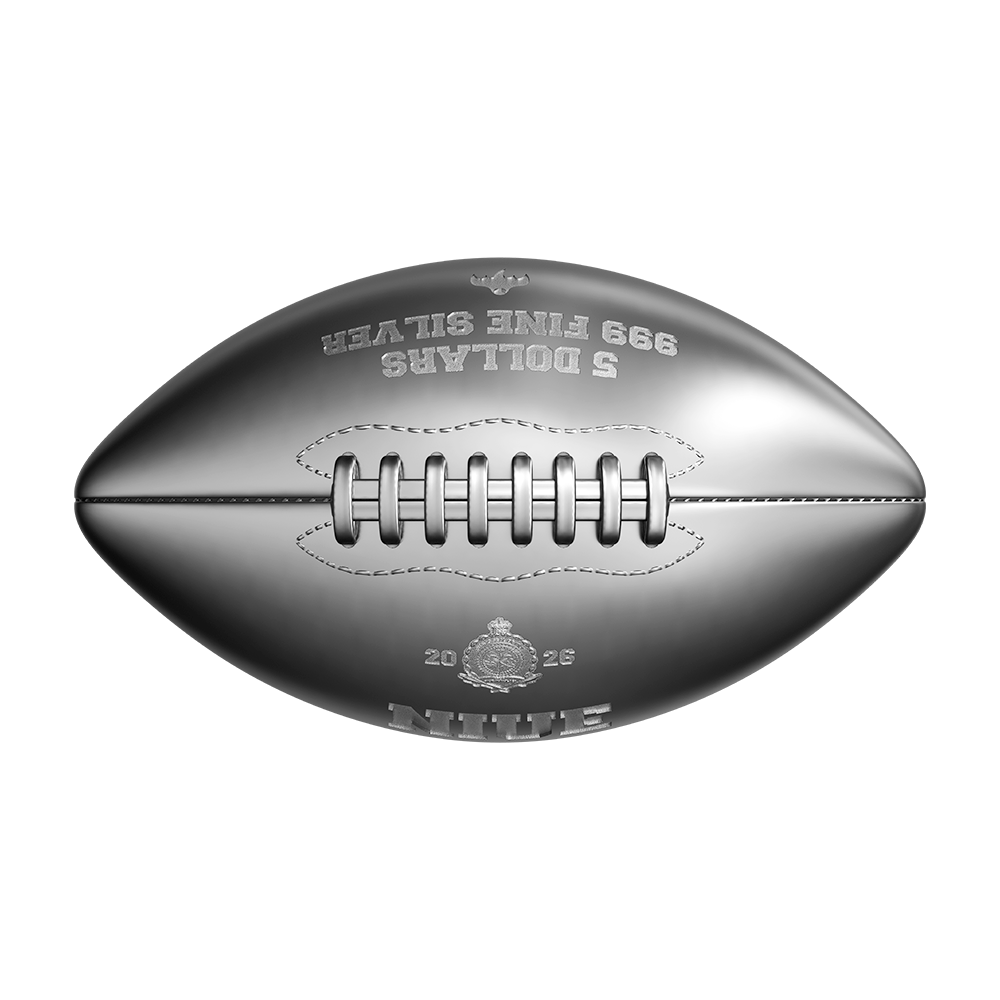 image of the 3D American Football 2 oz Pure Silver Coin