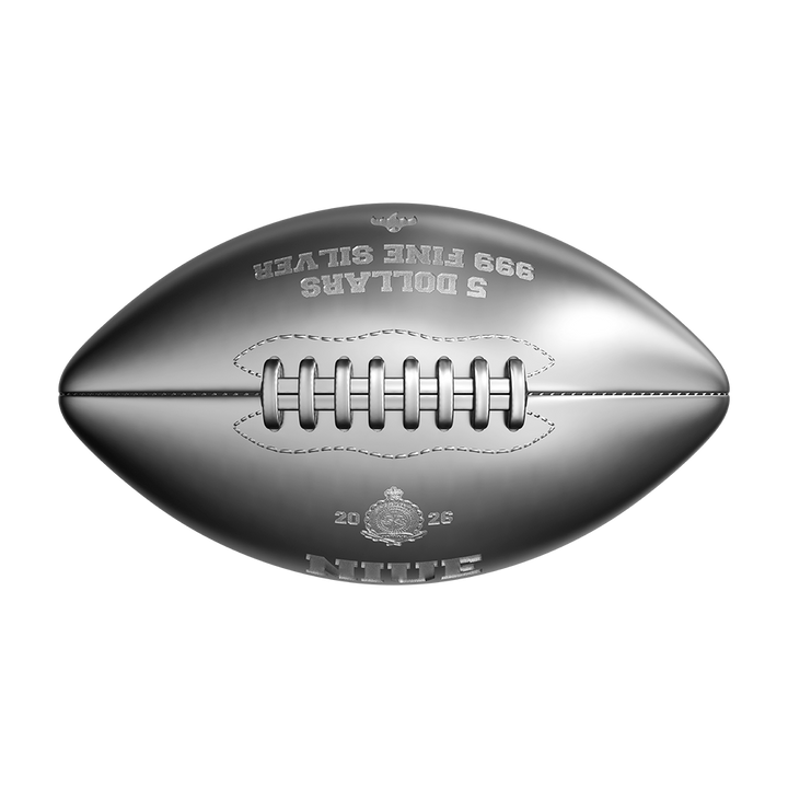 image of the 3D American Football 2 oz Pure Silver Coin