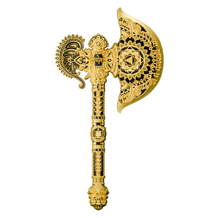 image of the axe of ganesha 5 oz silver coin