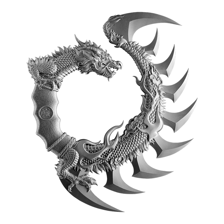 image of the dragon claw knife 5 oz pure silver coin