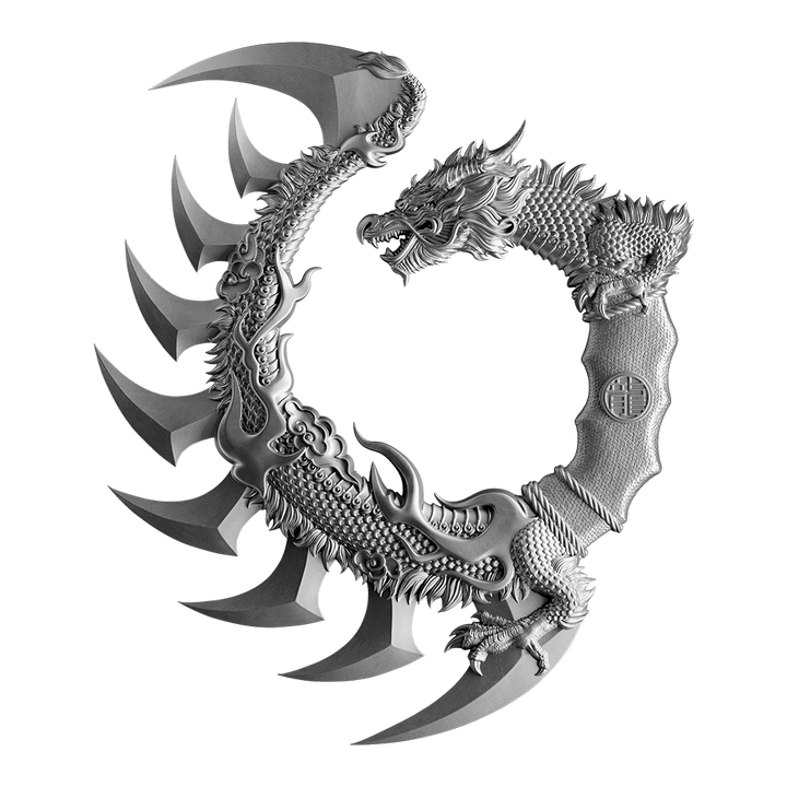 image of the dragon claw knife 5 oz pure silver coin