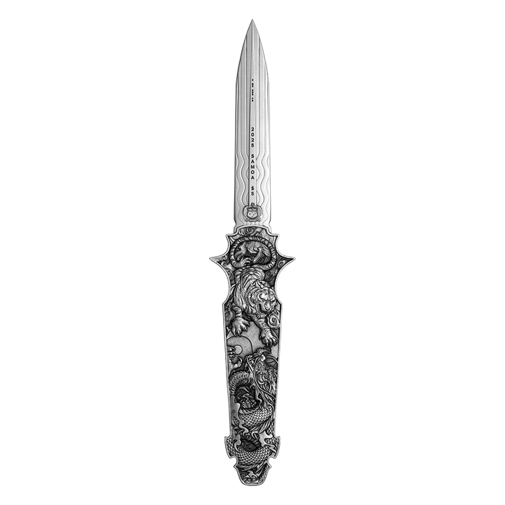 image of the dragon tiger switchblade silver coin