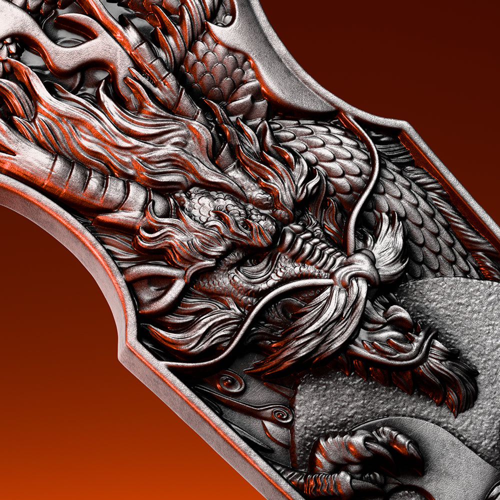 Dragon Tiger Switchblade 2 oz Pure Silver Coin by Spectres