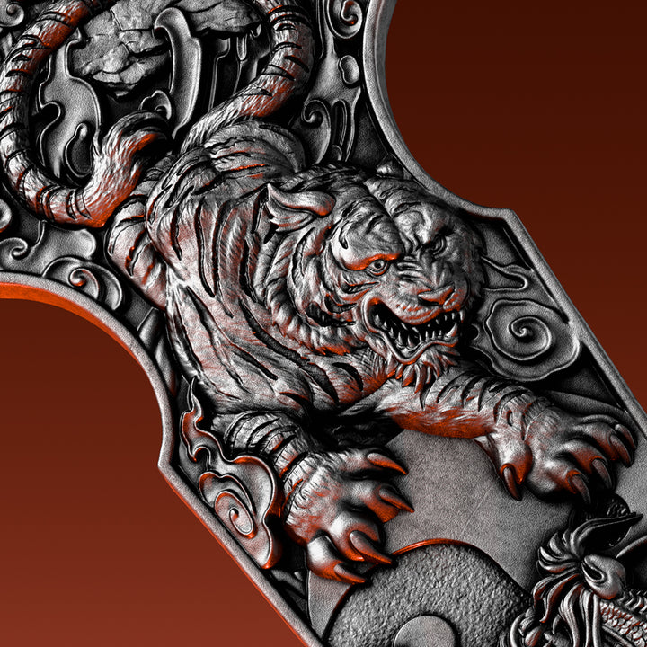 image of the dragon tiger switchblade silver coin