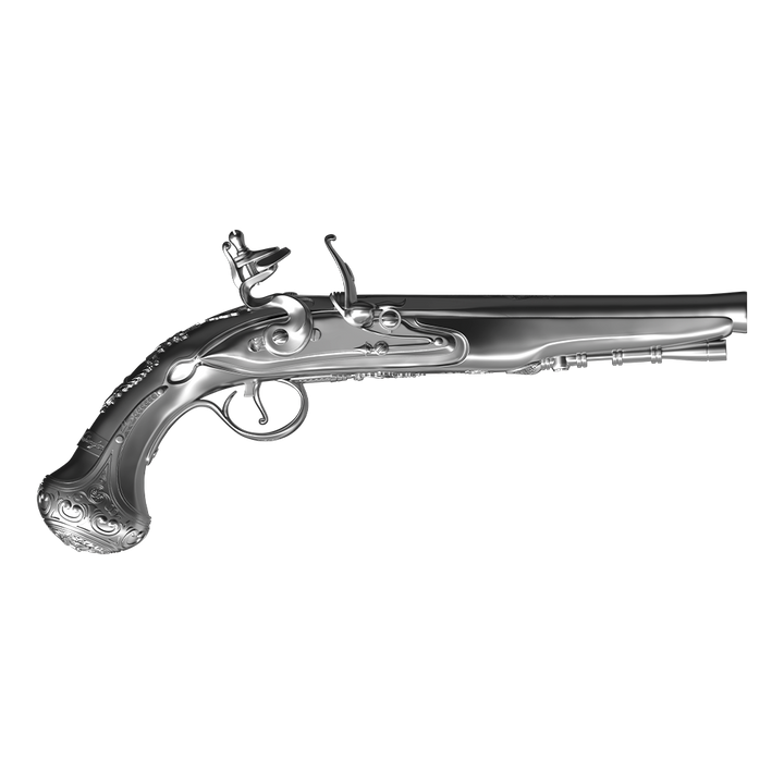 image of the george washington flintlock pistol 2 oz silver coin