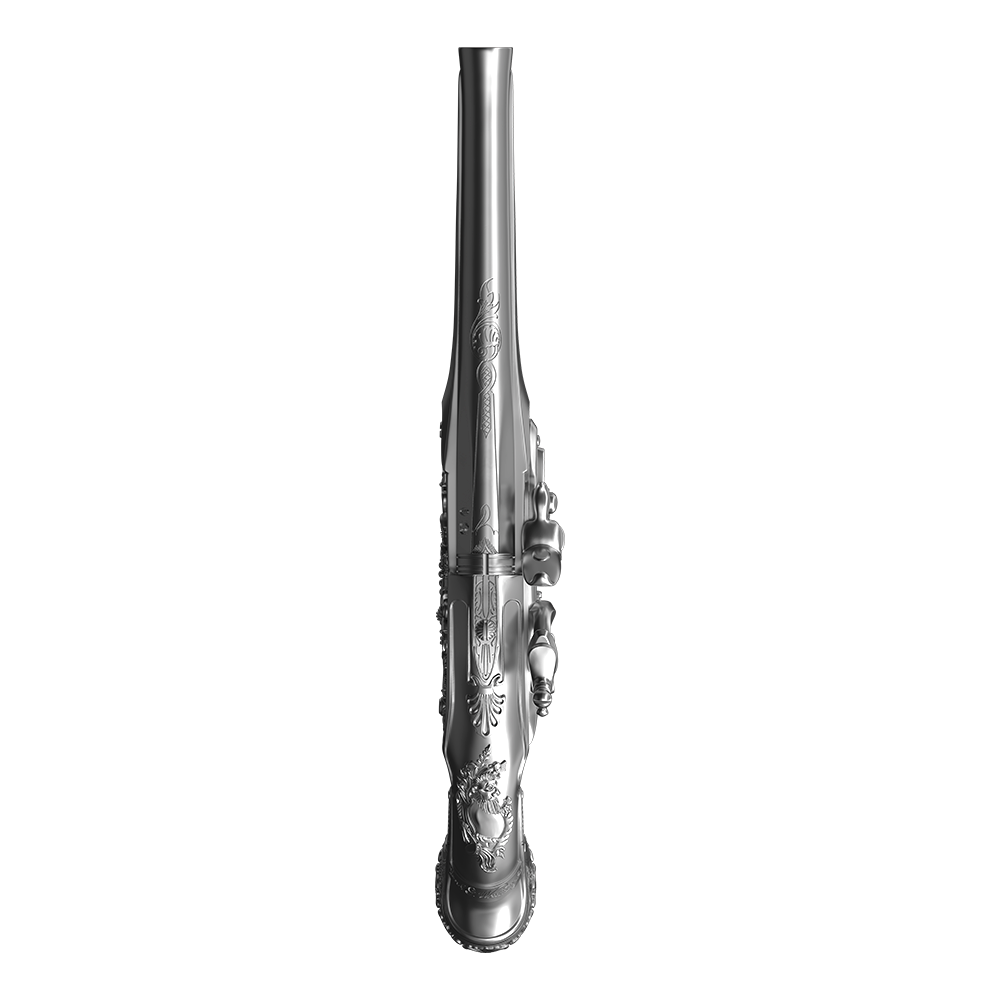 image of the george washington flintlock pistol 2 oz silver coin