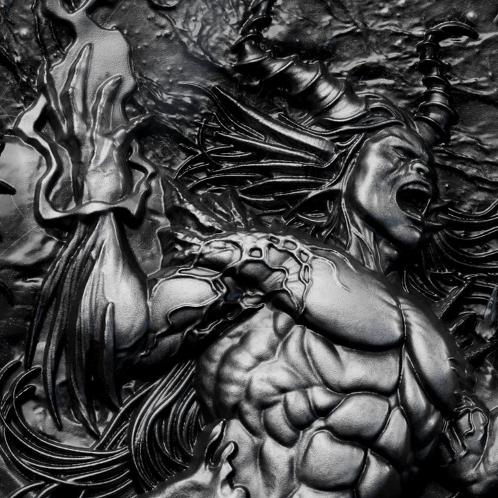 close up image of the gonggong silver coin details