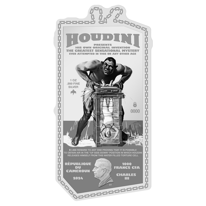 Houdini's Water Torture Cell 1 oz Silver Coin