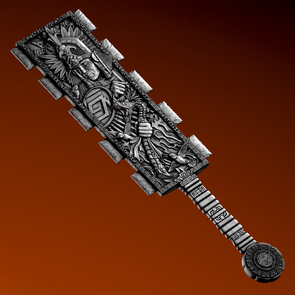 image of the Huitzilopochtli's Macuahuitl 2 oz Pure Silver Coin details