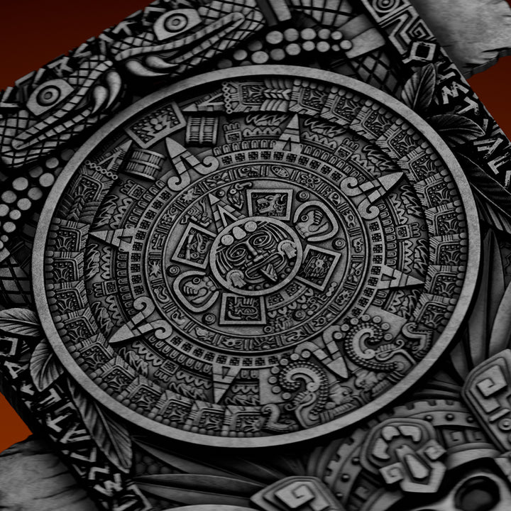 image of the Huitzilopochtli's Macuahuitl 2 oz Pure Silver Coin details