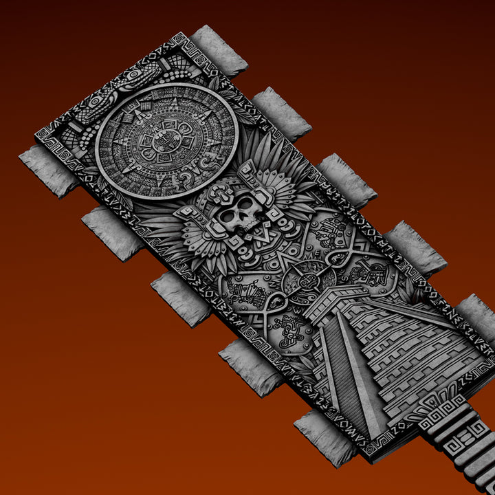image of the Huitzilopochtli's Macuahuitl 2 oz Pure Silver Coin details