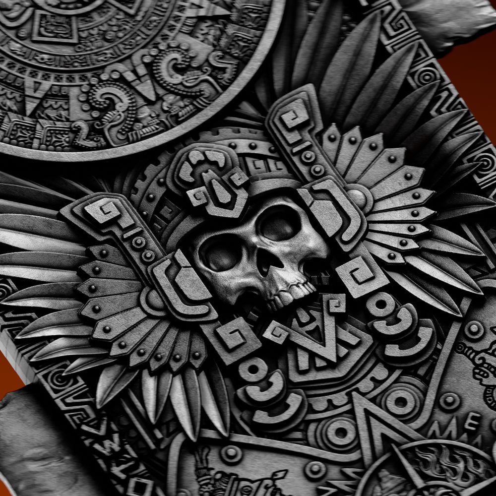 image of the Huitzilopochtli's Macuahuitl 2 oz Pure Silver Coin details