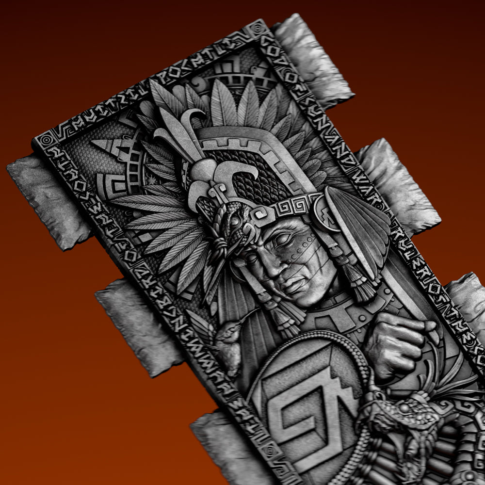 image of the Huitzilopochtli's Macuahuitl 2 oz Pure Silver Coin details