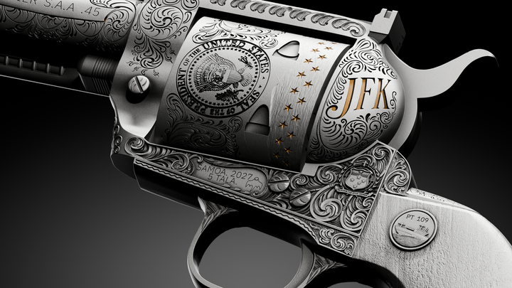 image of the JFK Revolver 2 oz silver coin