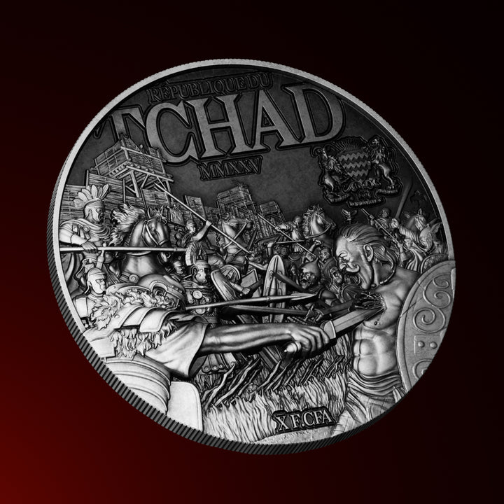 close up image of the julius caesar silver coin