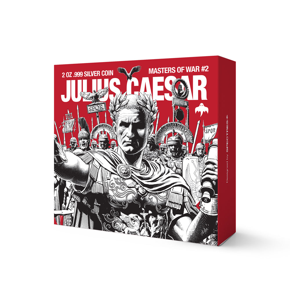 image of the julius caesar silver coin packaging box