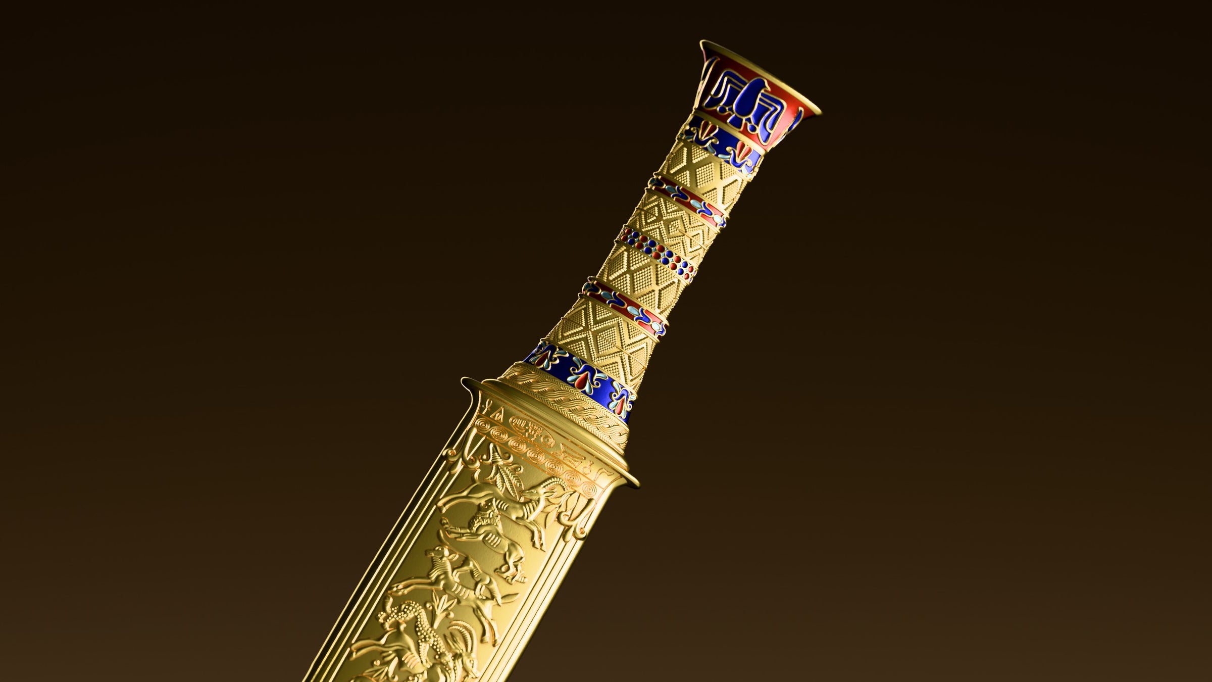 image of the king tutankhamun's dagger 2 oz silver coin