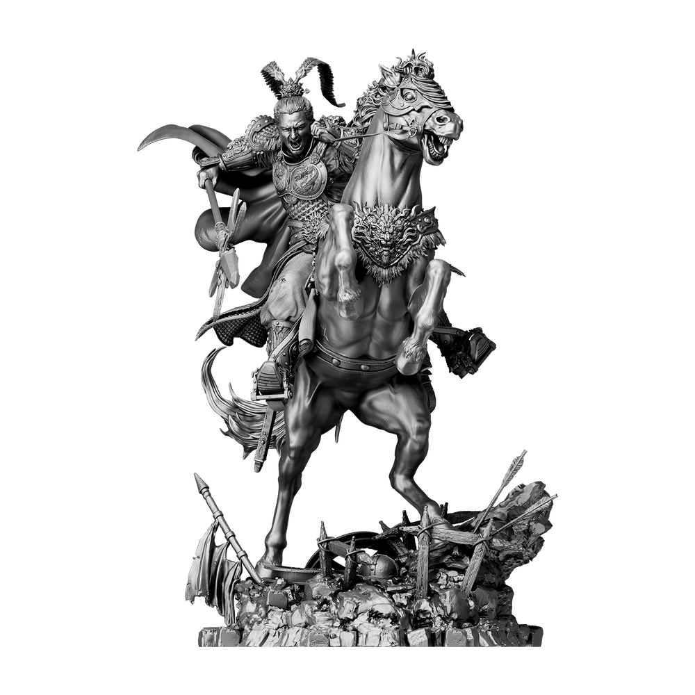 Lü Bu and the Red Hare 3 kg Pure Silver Statue