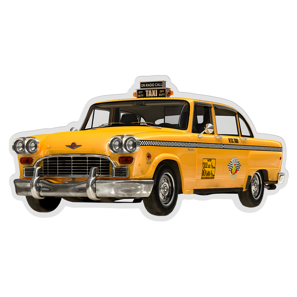Orange NYC taxi-shaped 1 oz pure silver coin with detailed chrome grille and wheels