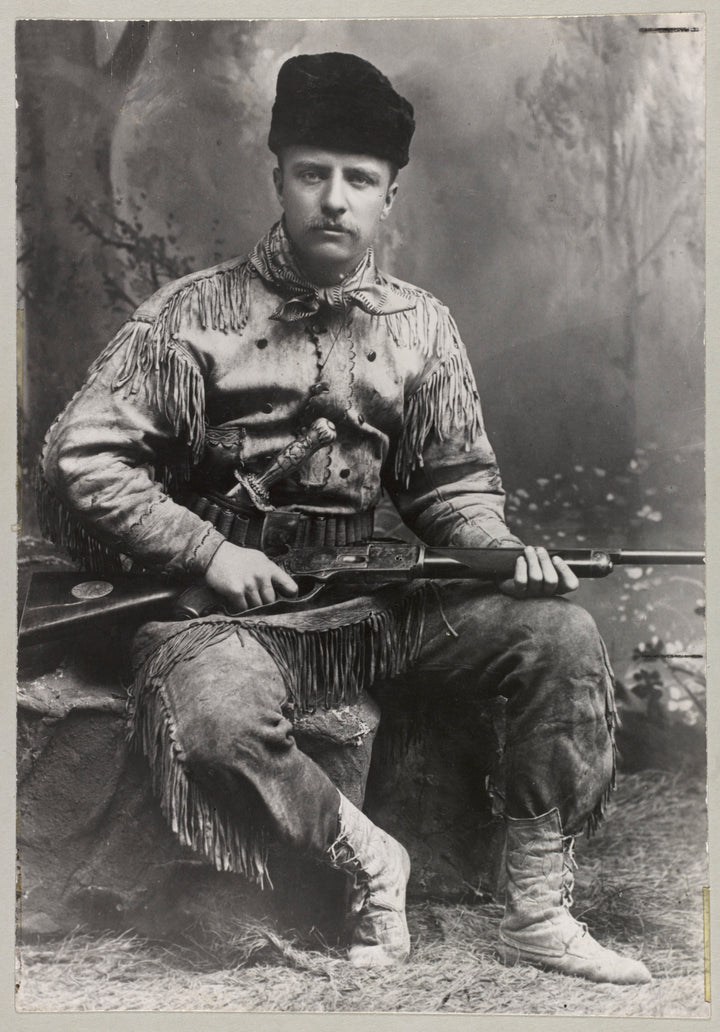 Roosevelt with his Tiffany bowie knife, studio photograph by George Grantham Bain, in 1885