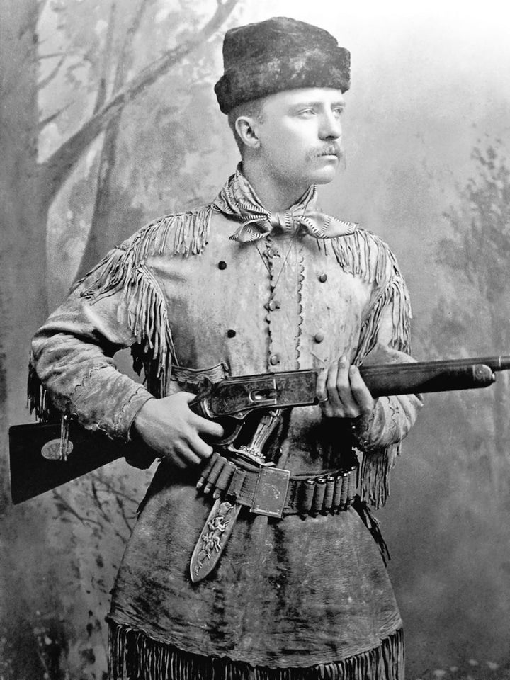 Roosevelt with his Tiffany bowie knife, studio photograph by George Grantham Bain, in 1885