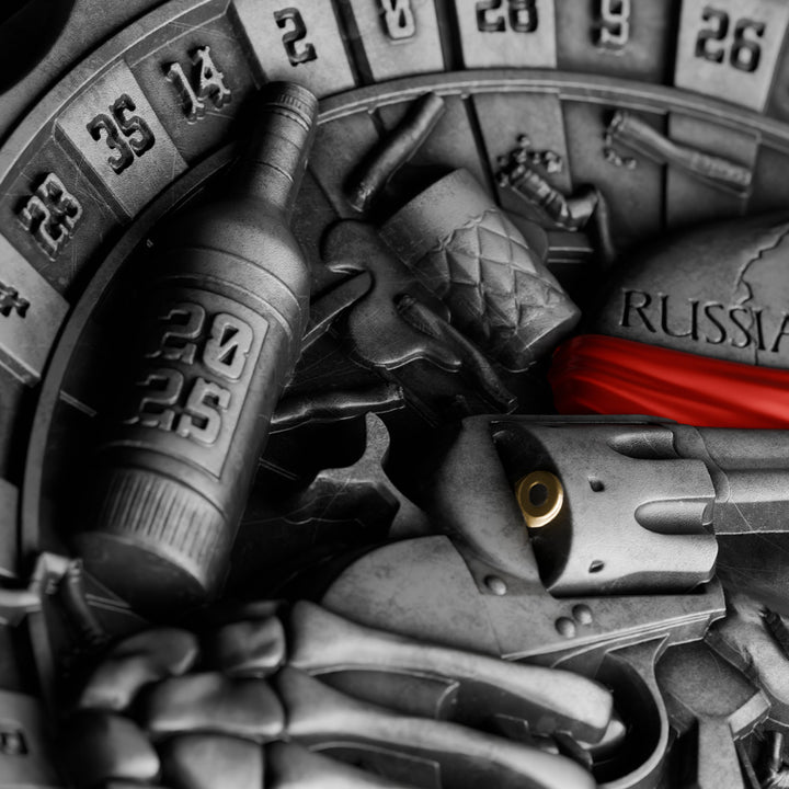 image of the russian roulette 2 oz silver coin details