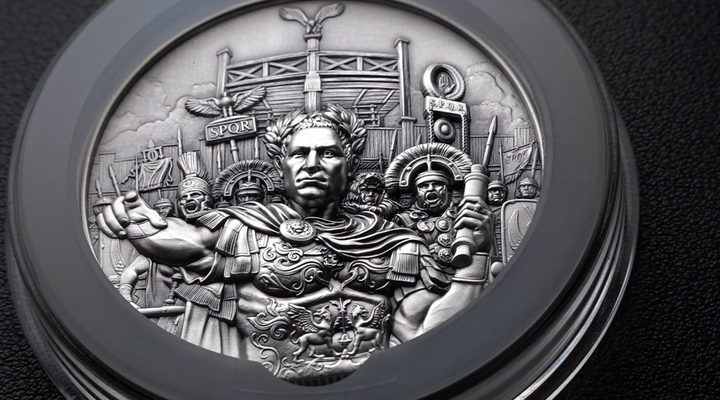 image of the julius caesar 2 oz silver coin
