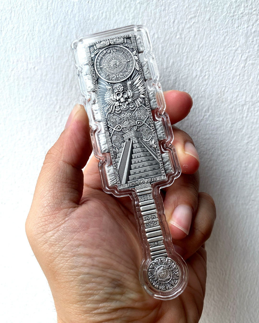 image of the huitzilopochtli's macuahuitl 2 oz silver coin sample