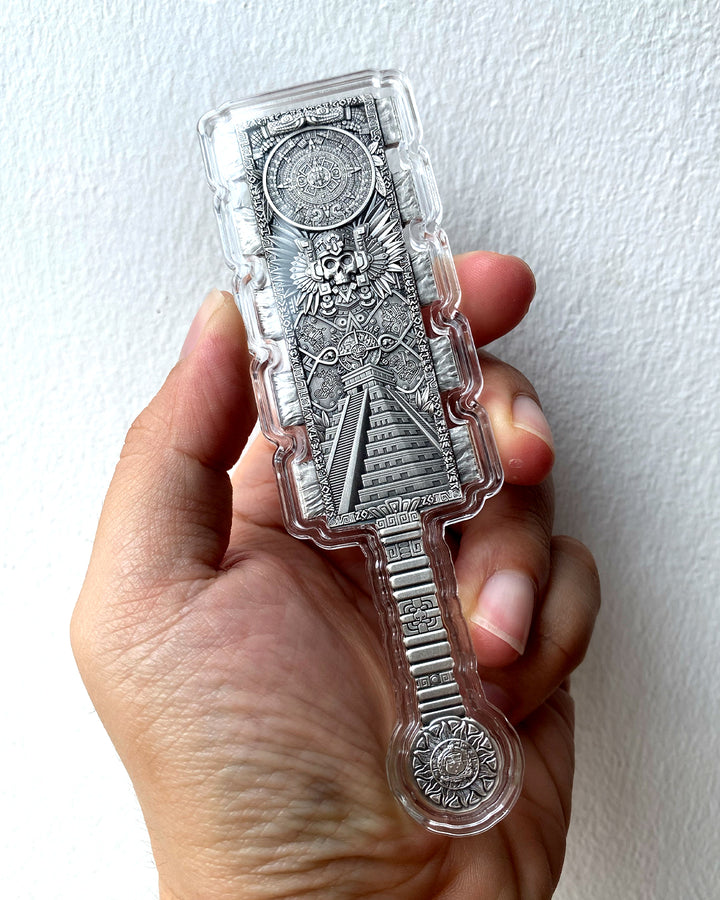 image of the huitzilopochtli's macuahuitl 2 oz silver coin sample