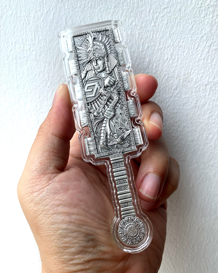 image of the huitzilopochtli's macuahuitl 2 oz silver coin sample